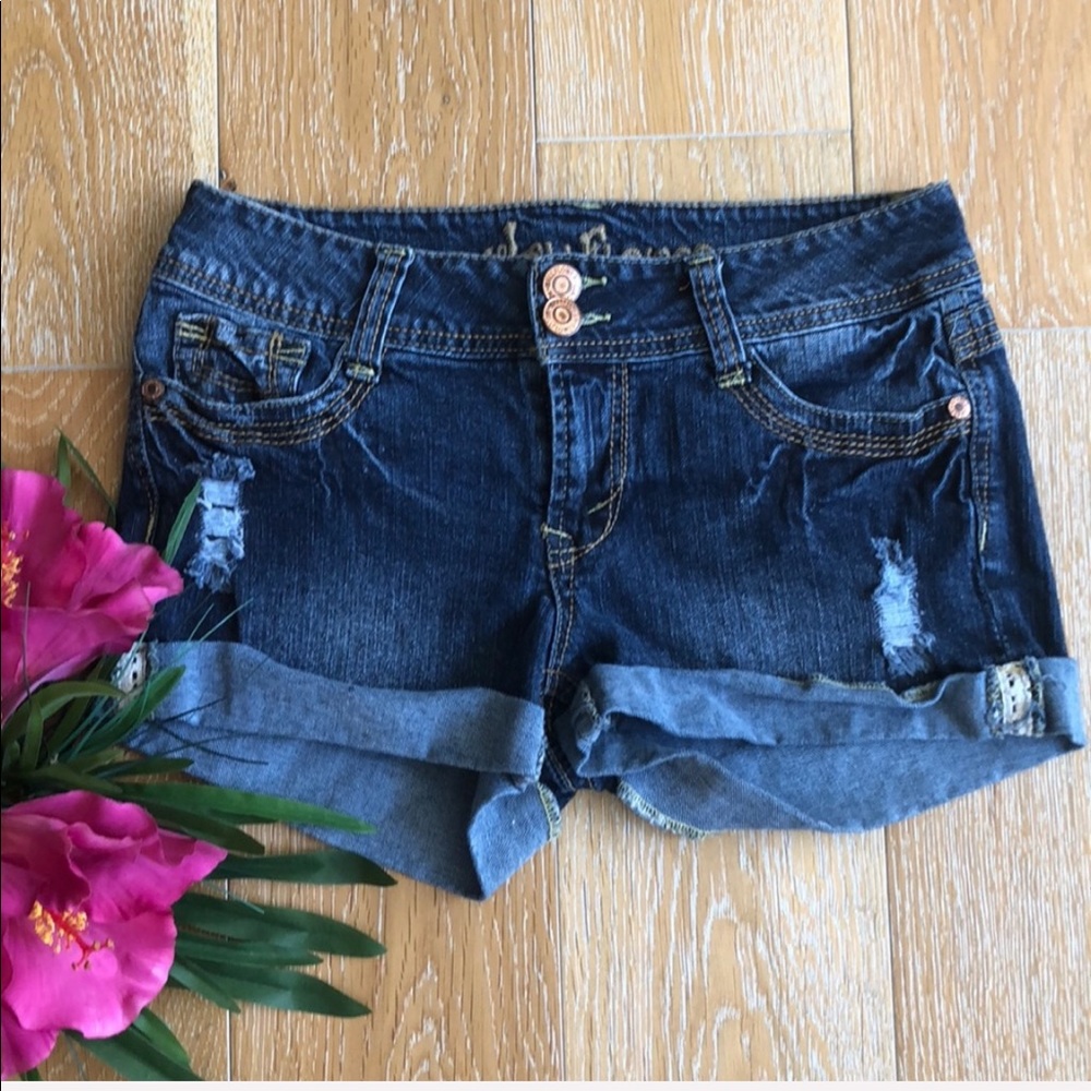 WallFlower Denim Shorts w/rips and Cuffed Hem
